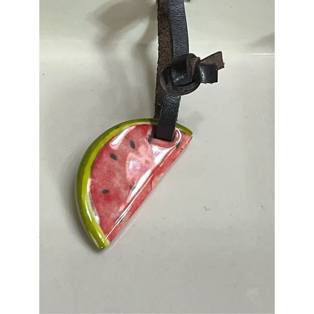Rae Dunn Ceramic Square Napkin Holder with Watermelon Weight